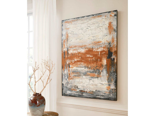 Carmely Gray/White/Orange Wall Art - Ornate Home