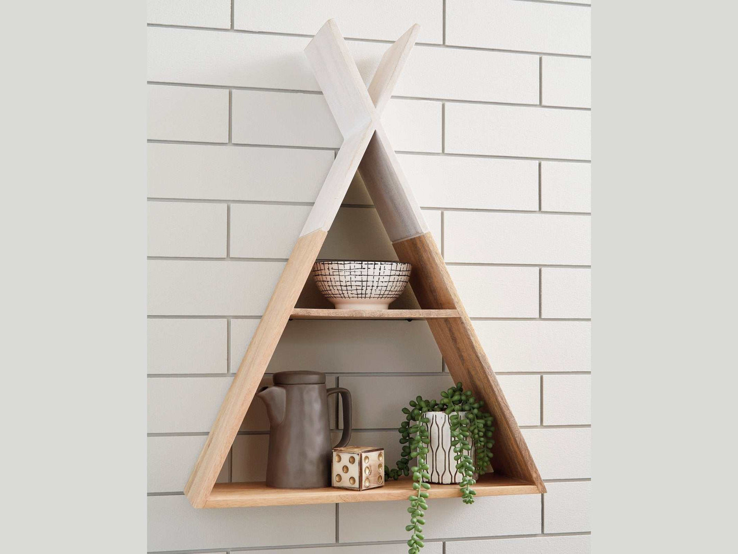 Cadel White & Natural Wall Shelf