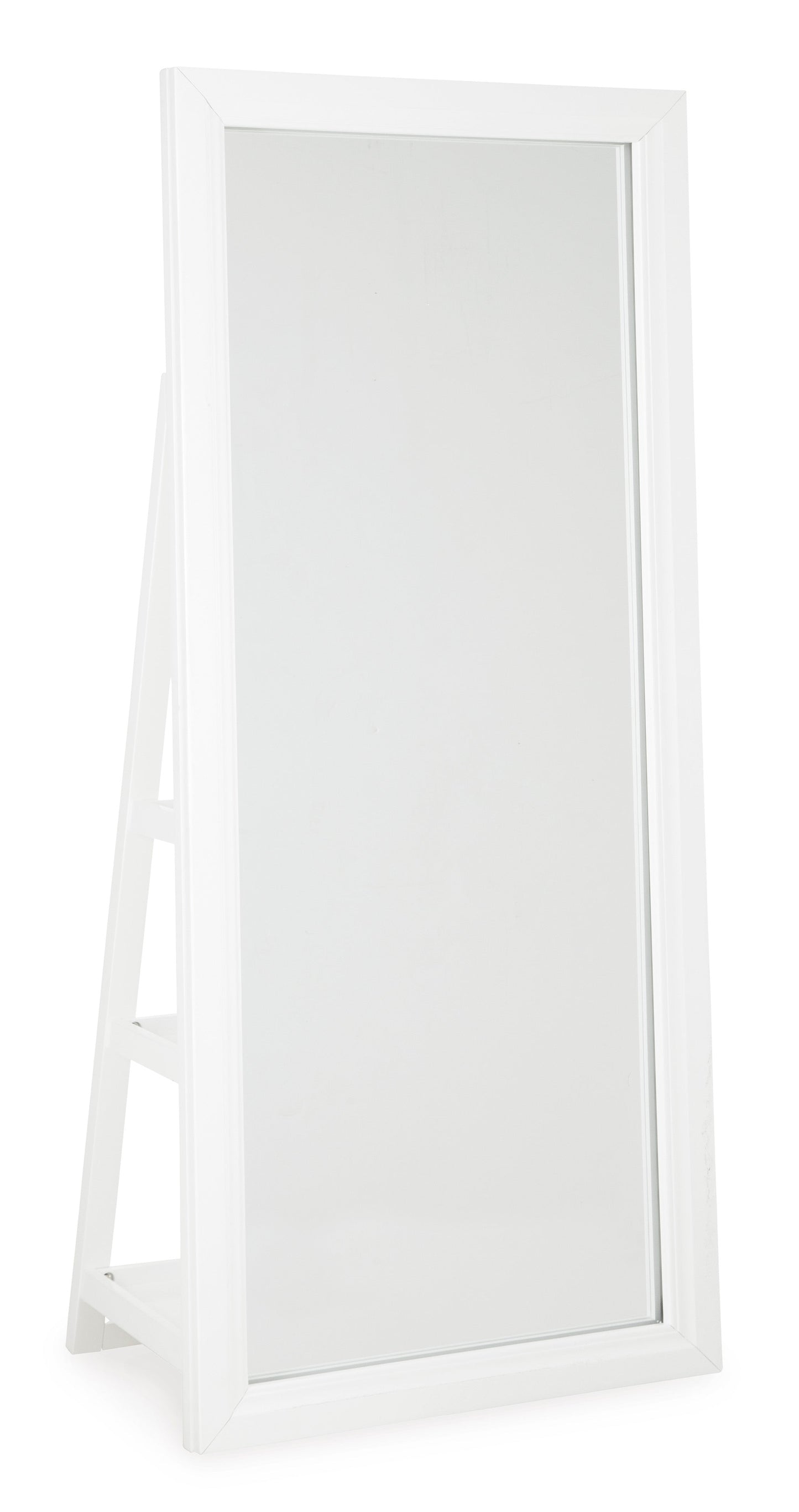 Evesen White Floor Mirror w/ Storage - Ornate Home