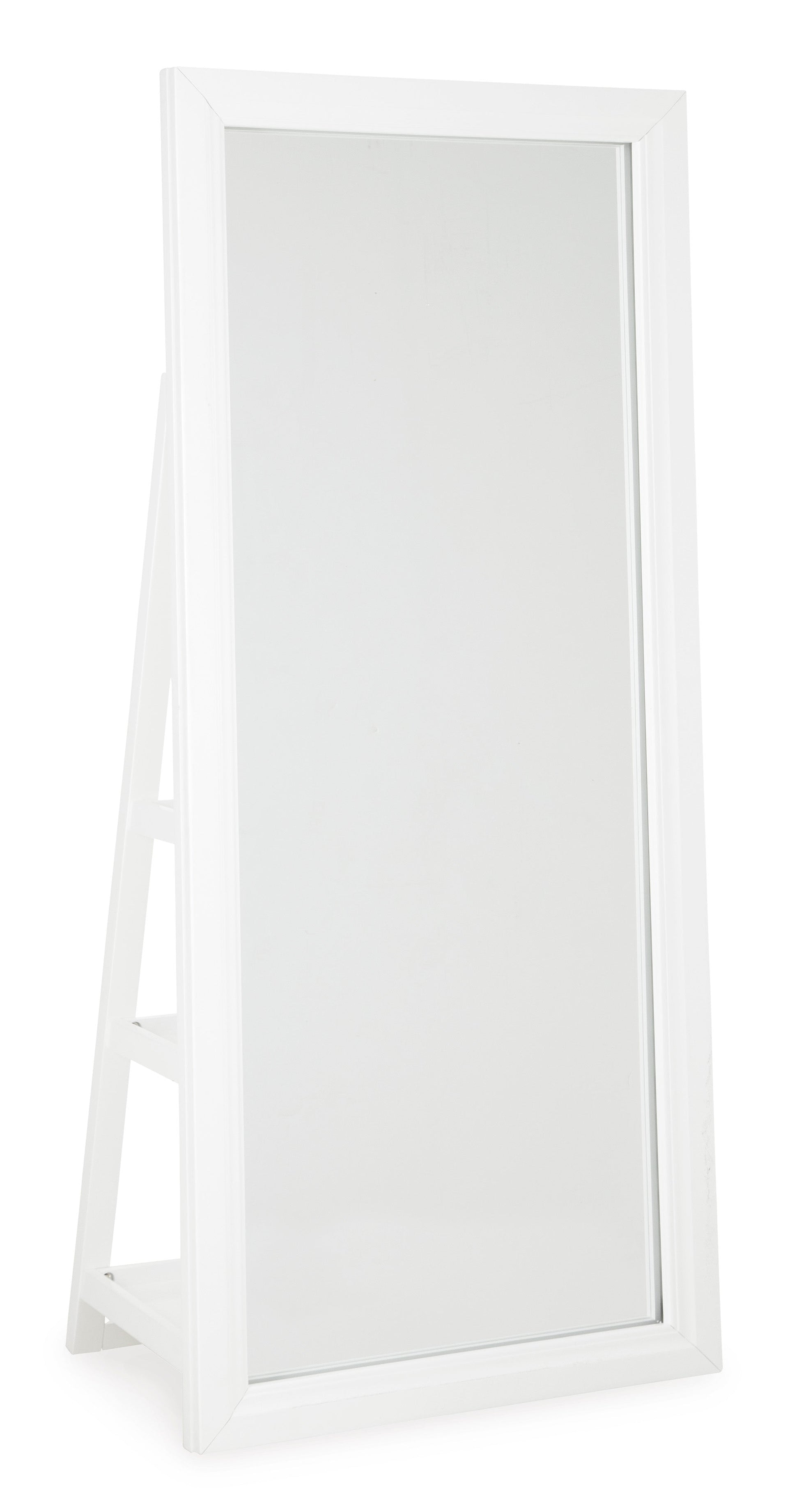 Evesen White Floor Mirror w/ Storage - Ornate Home