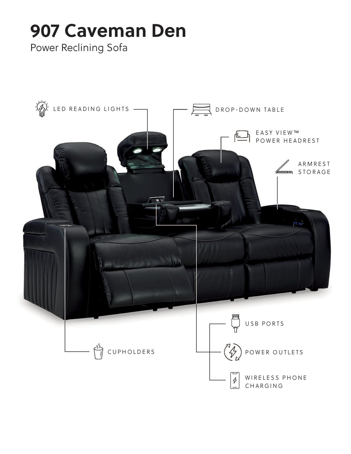 Caveman Den Power Reclining Sofa, Loveseat and Recliner