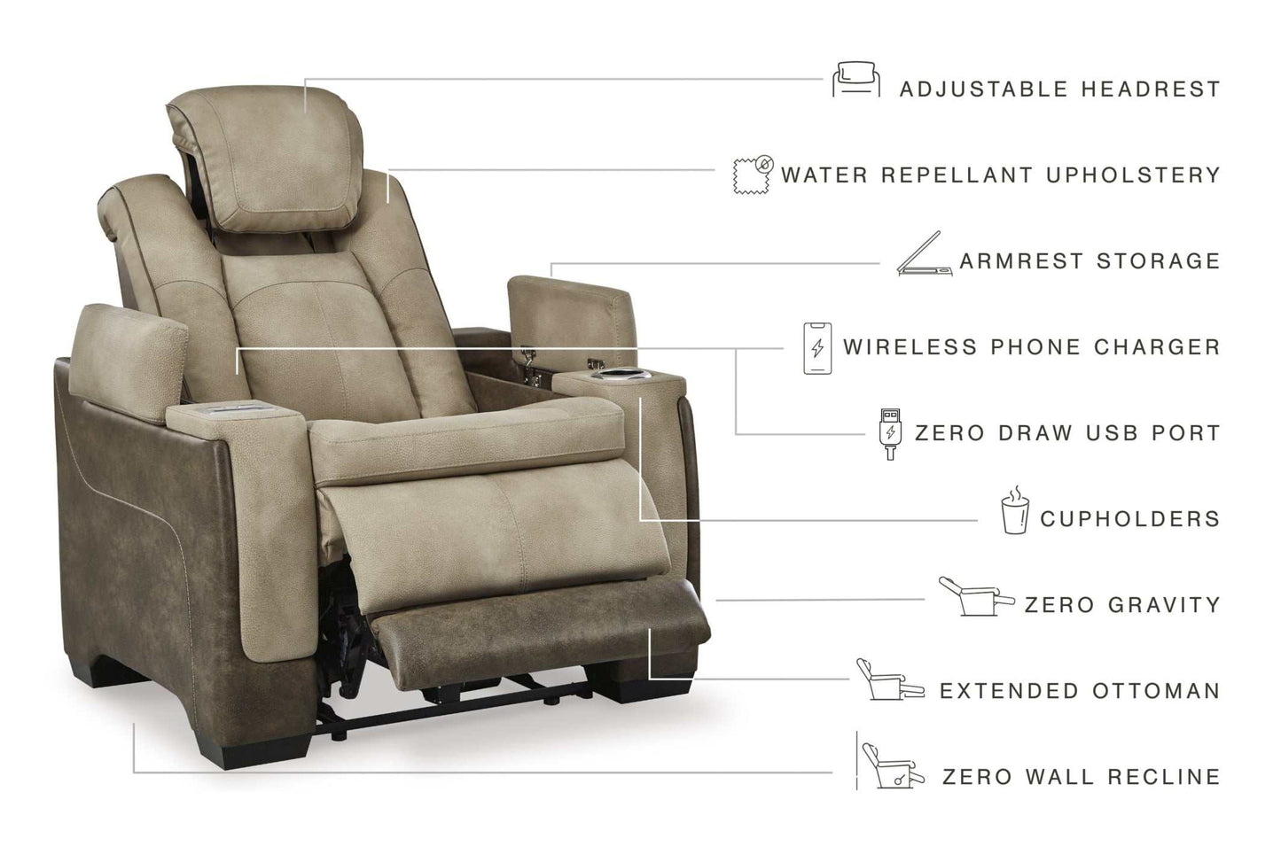 Next-Gen DuraPella Sand Power Recliner