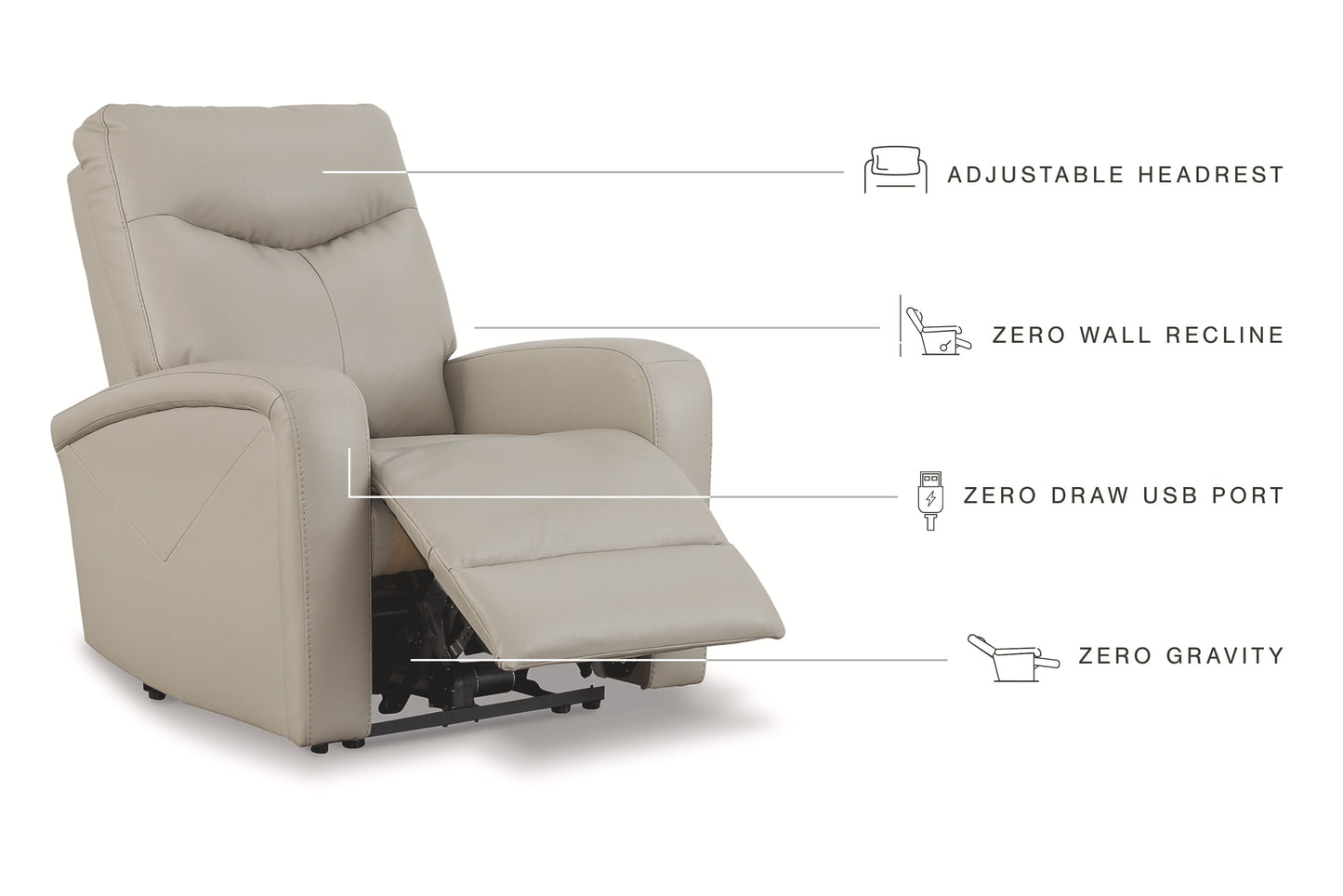 Ryversans Dove Gray Power Recliner