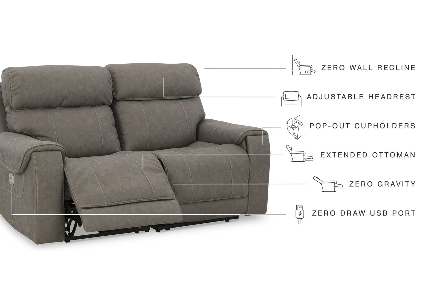 Starbot Fossil 2-Piece Power Reclining Sectional Loveseat