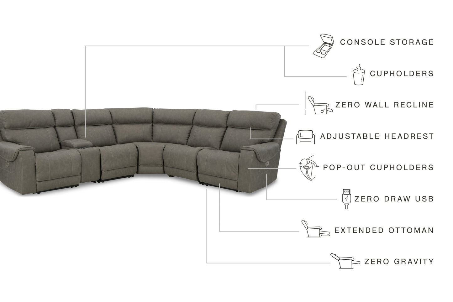 Starbot Fossil 6-Piece Power Reclining Sectional