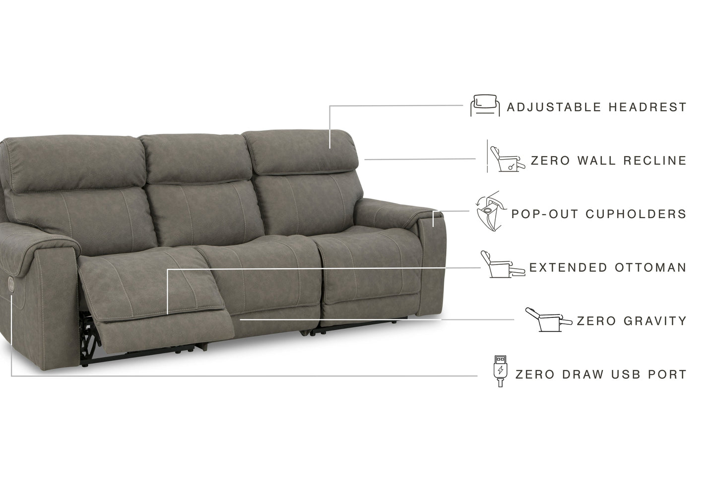 Starbot Fossil 3-Piece Power Reclining Sectional Sofa