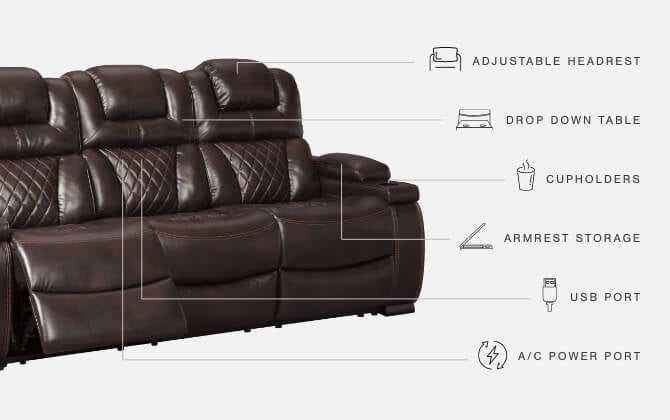 Warnerton Chocolate Power Reclining Sofa