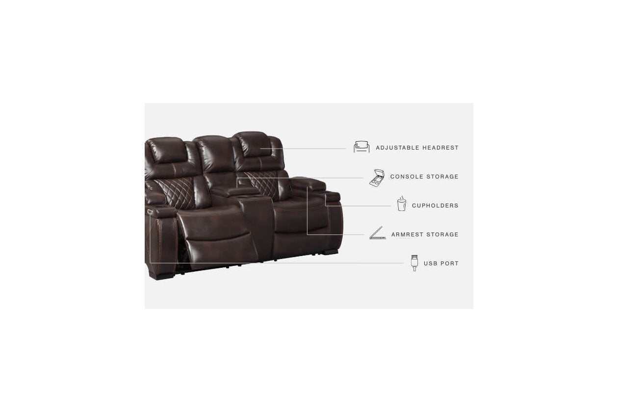 Warnerton Chocolate Power Reclining Loveseat w/ Console