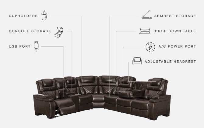 Warnerton Chocolate 3pc Power Reclining Sectional w/ Console