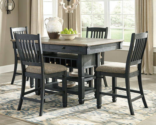 Tyler Creek Black/Gray Counter Height Dining Table with 4 Barstools