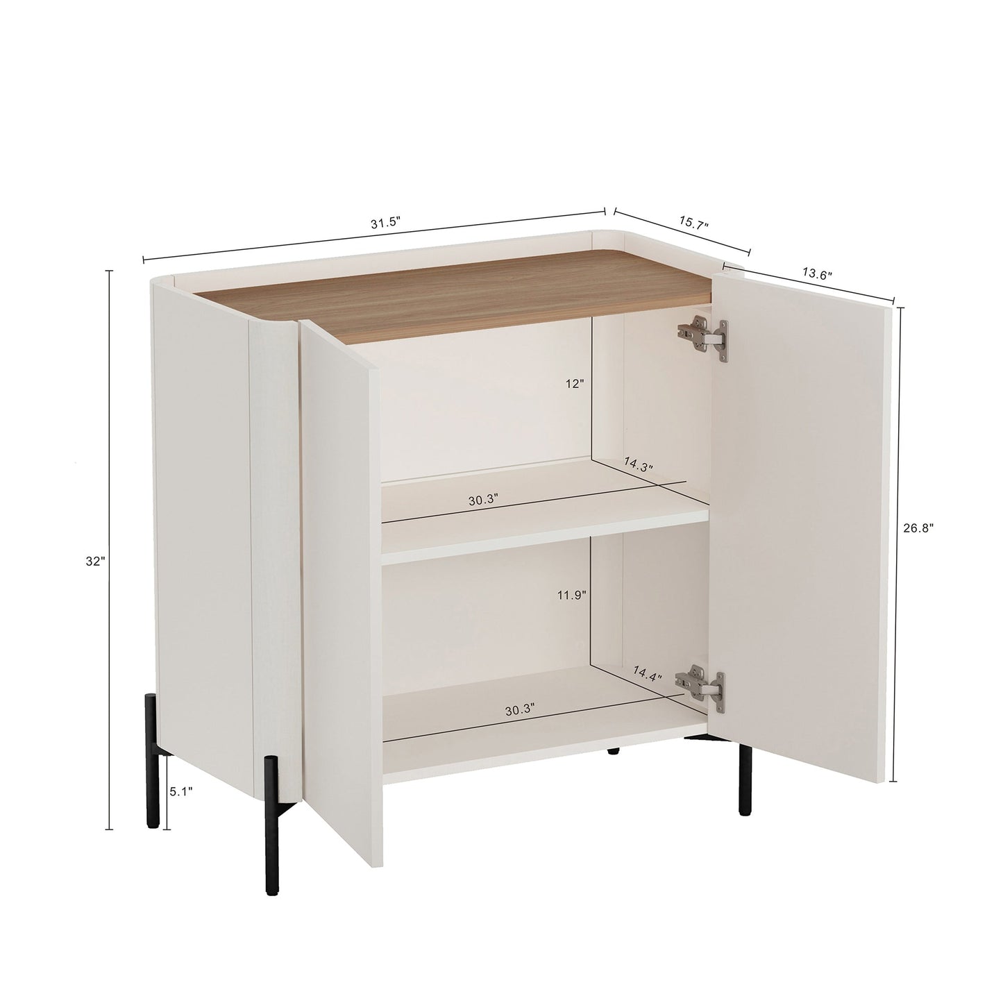Abbey Accent Cabinet in Maple and Off White - Ornate Home