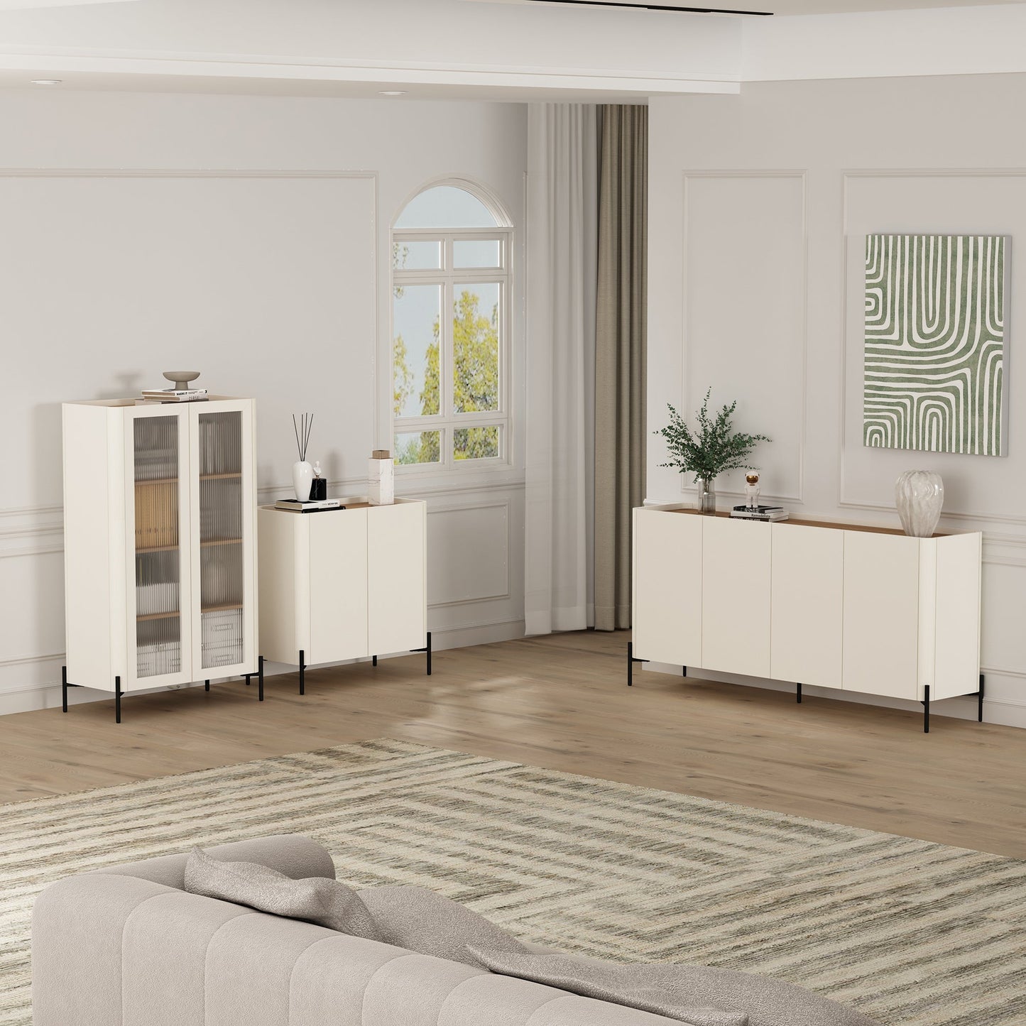 Abbey Accent Cabinet in Maple and Off White - Ornate Home