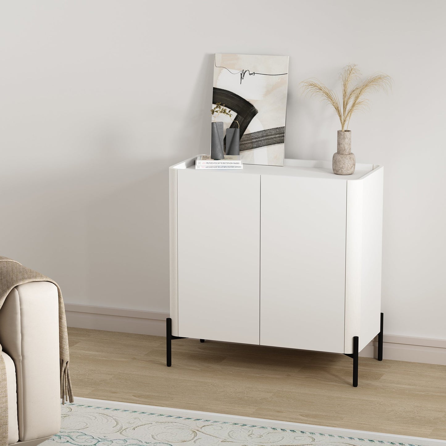 Abbey Accent Cabinet in White - Ornate Home