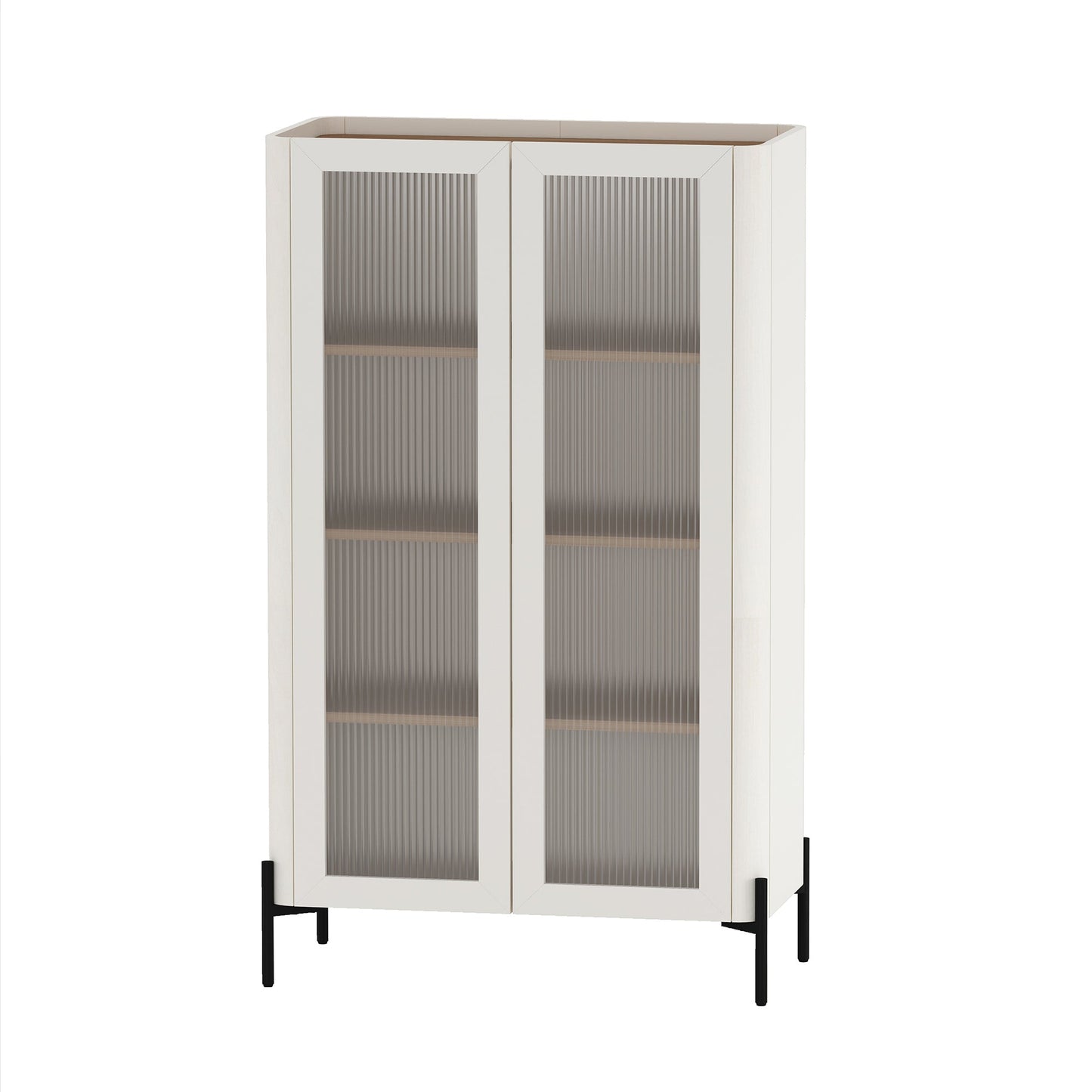 Abbey Décor Glass Cabinet in Maple and Off White (set of 2) - Ornate Home