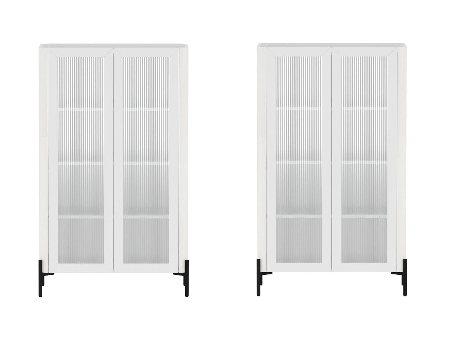 Abbey Décor Glass Cabinet in White (set of 2) - Ornate Home