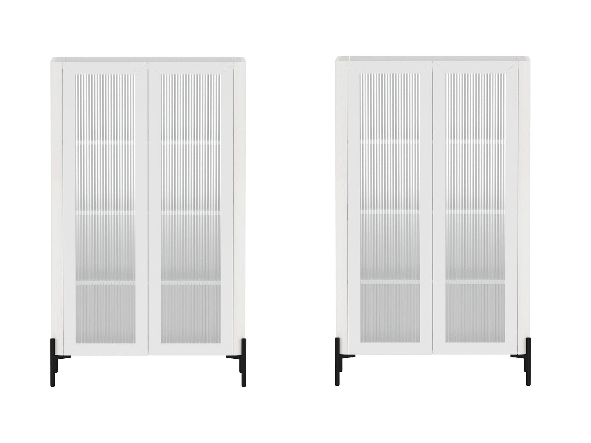 Abbey Décor Glass Cabinet in White (set of 2) - Ornate Home