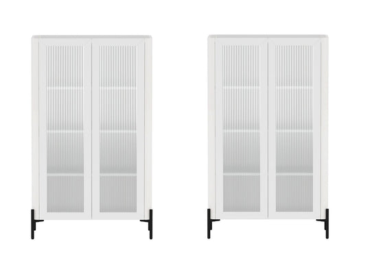 Abbey Décor Glass Cabinet in White (set of 2) - Ornate Home