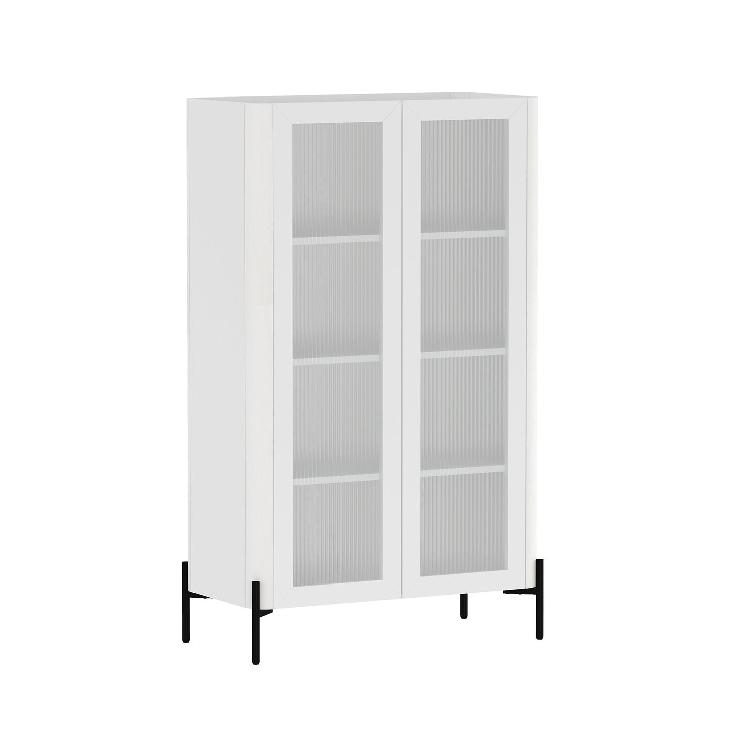 Abbey Décor Glass Cabinet in White (set of 2) - Ornate Home