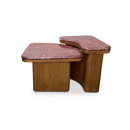Abi Levante Marble/Walnut Nesting Coffee Table - Ornate Home