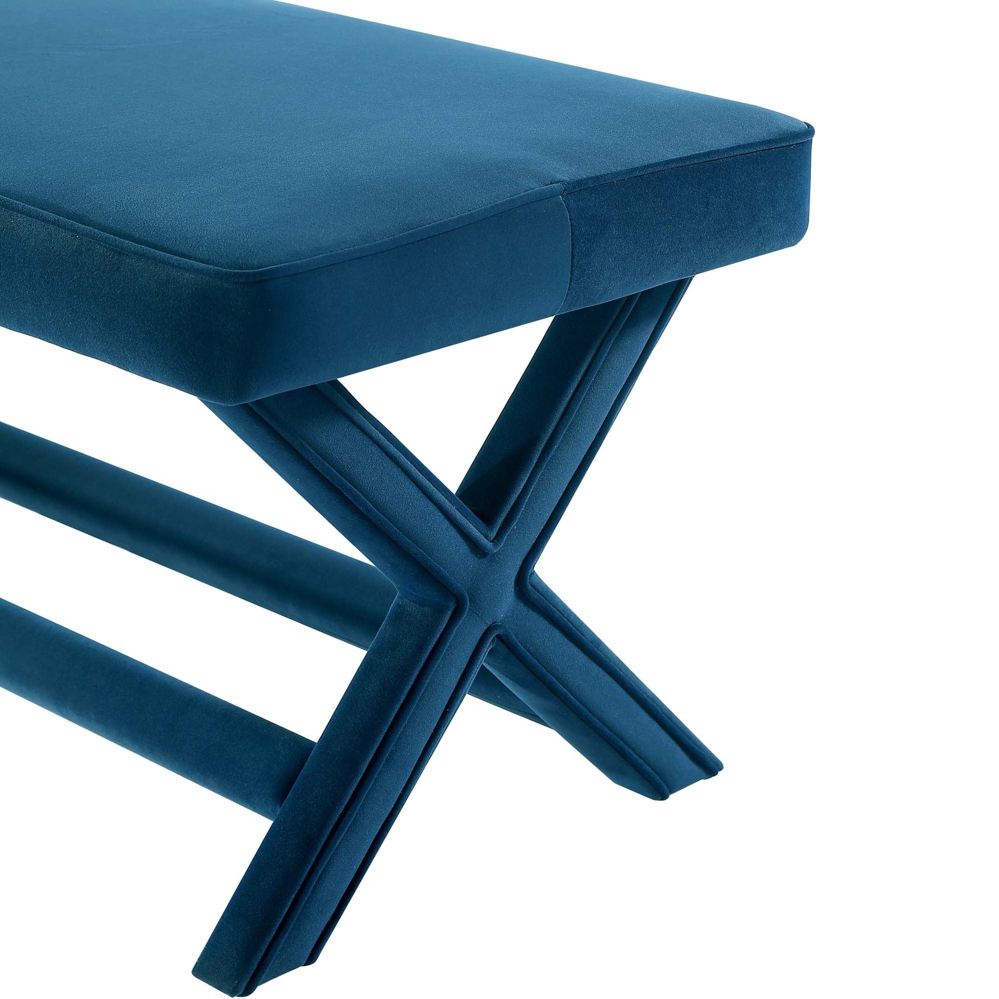Abigail Double Ottoman Bench in Blue - Ornate Home