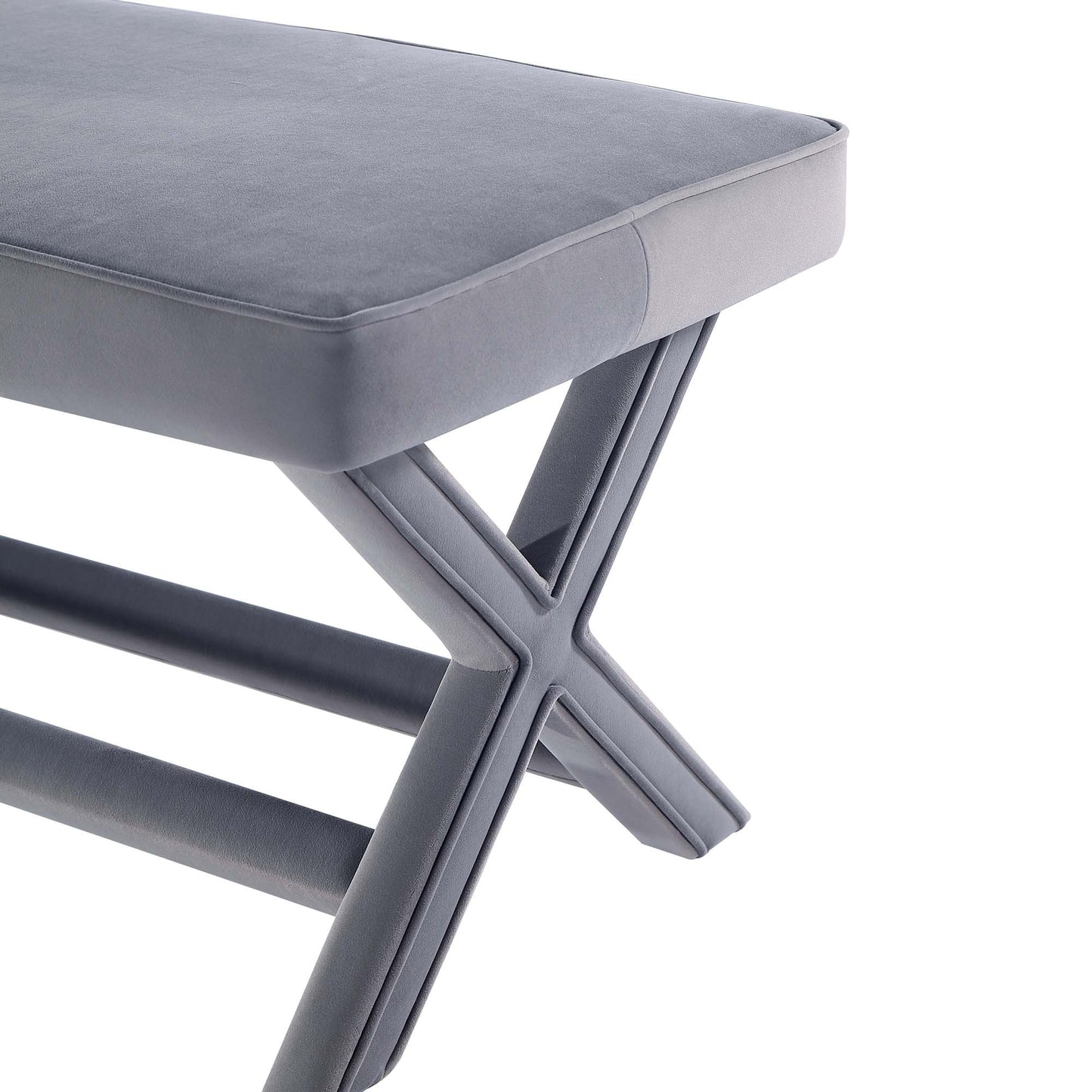 Abigail Double Ottoman Bench in Grey - Ornate Home