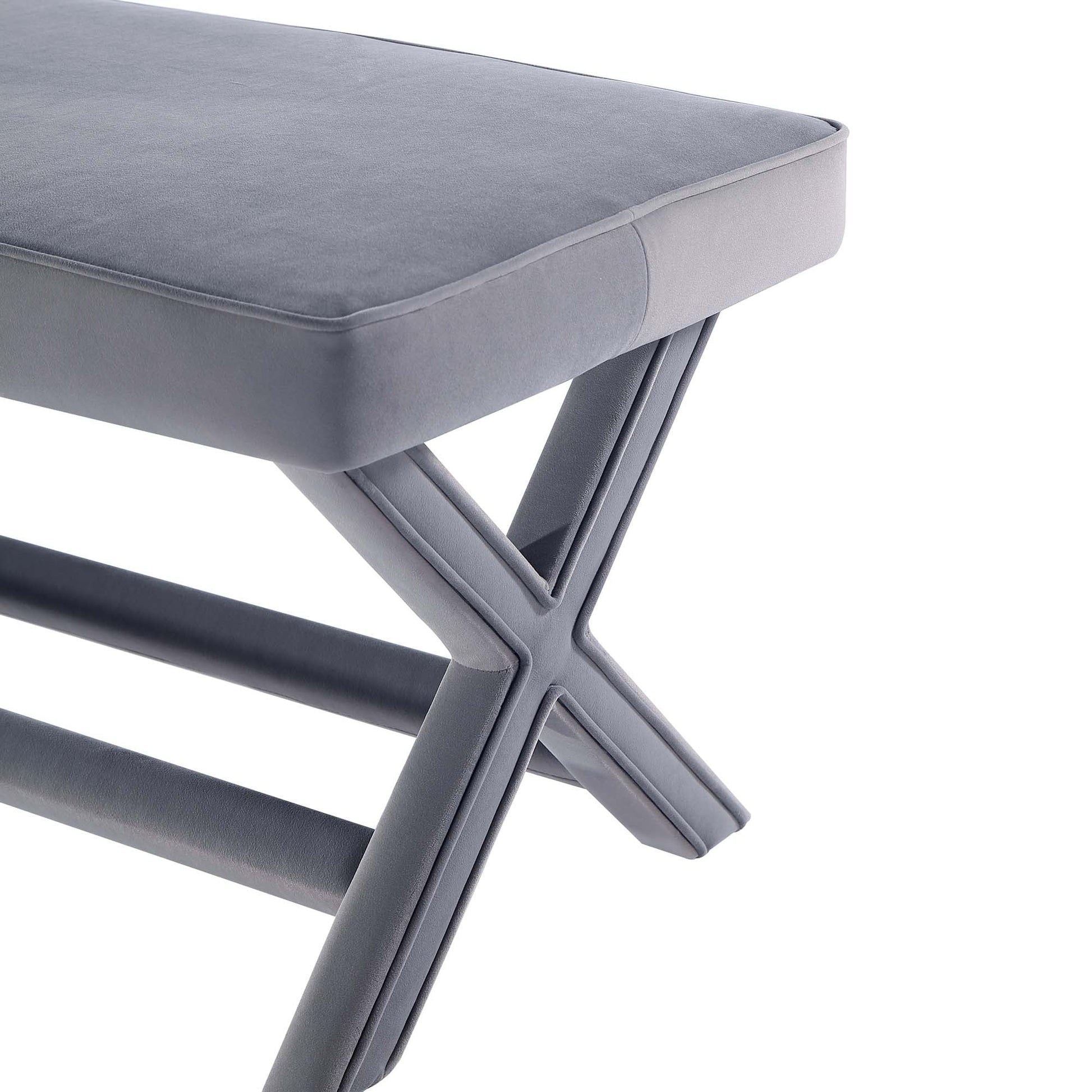 Abigail Double Ottoman Bench in Grey - Ornate Home