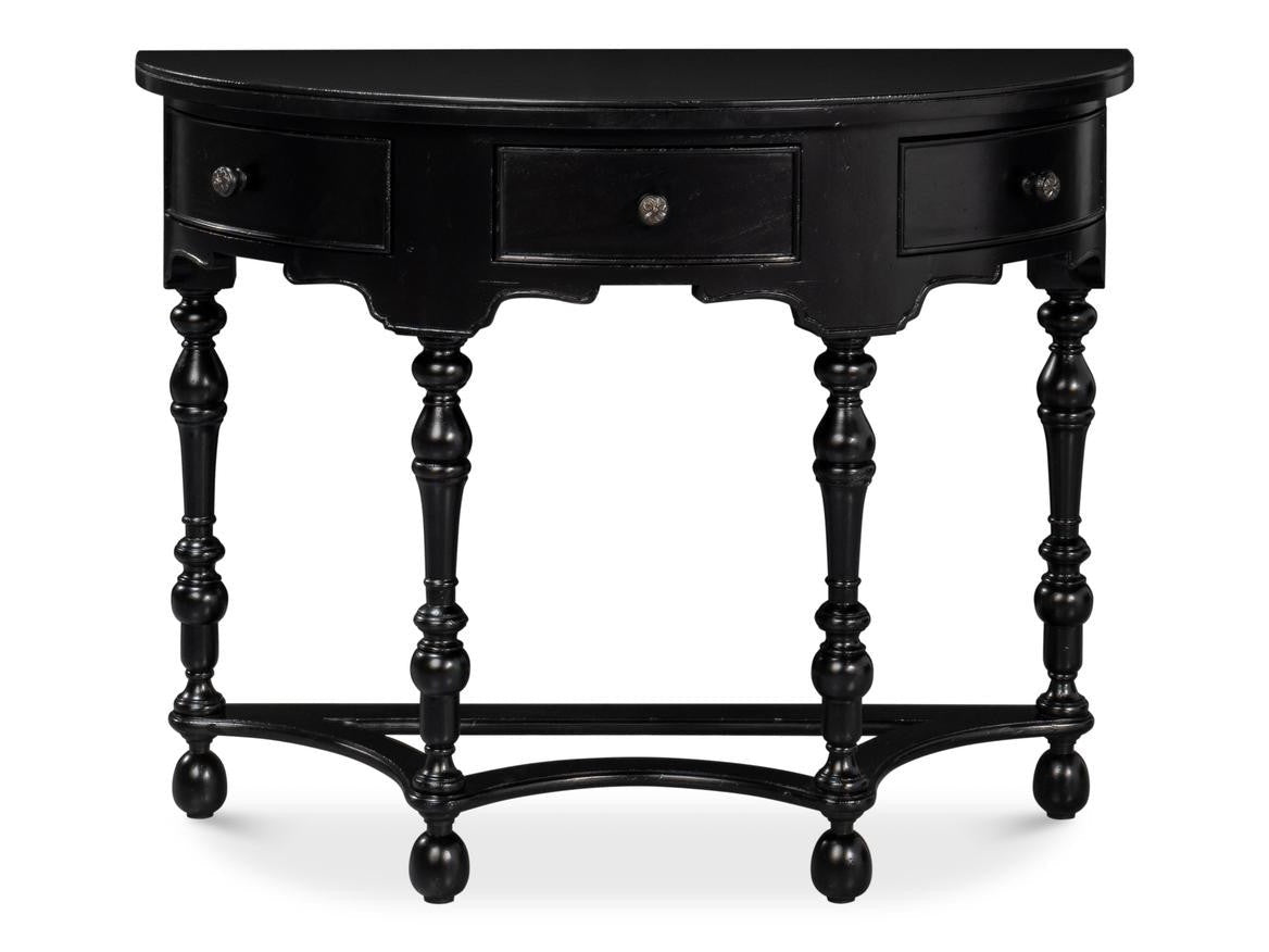 Abraham Black Half Round Console - Ornate Home