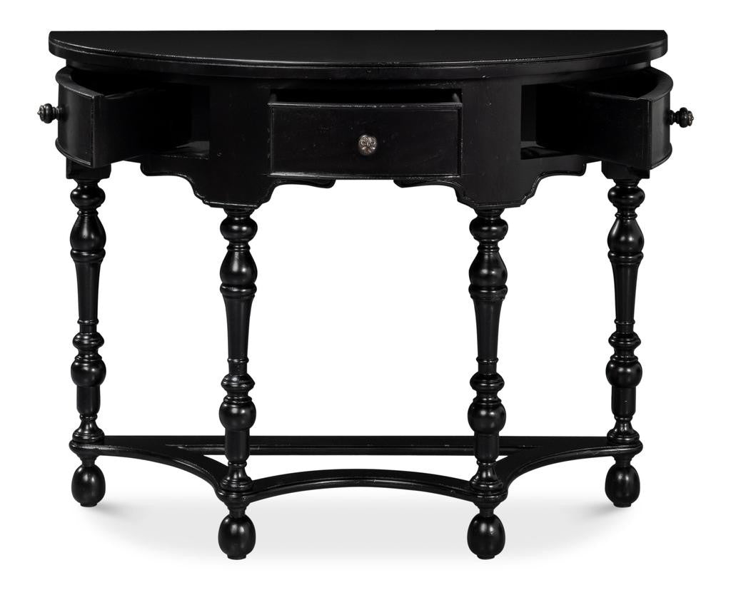 Abraham Black Half Round Console - Ornate Home