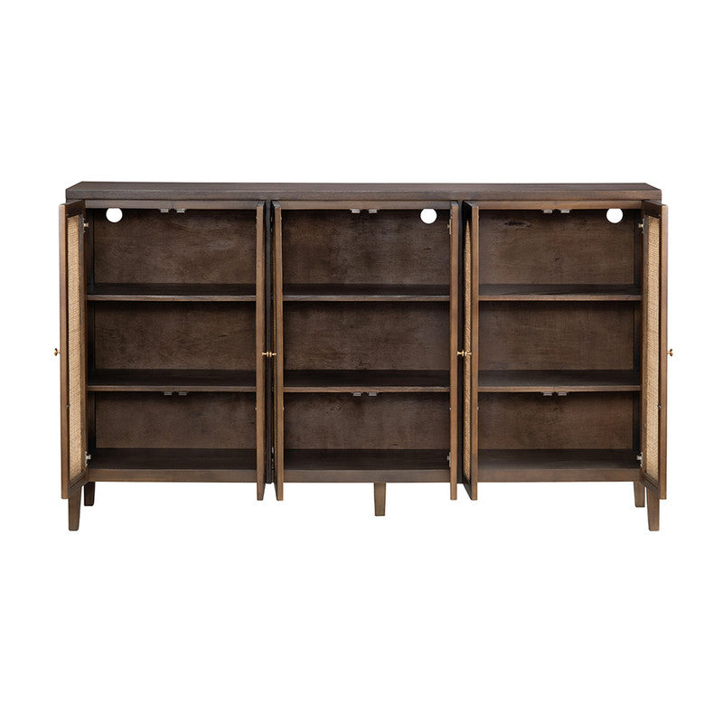 Acadian Brown Six-Door Cabinet - Ornate Home