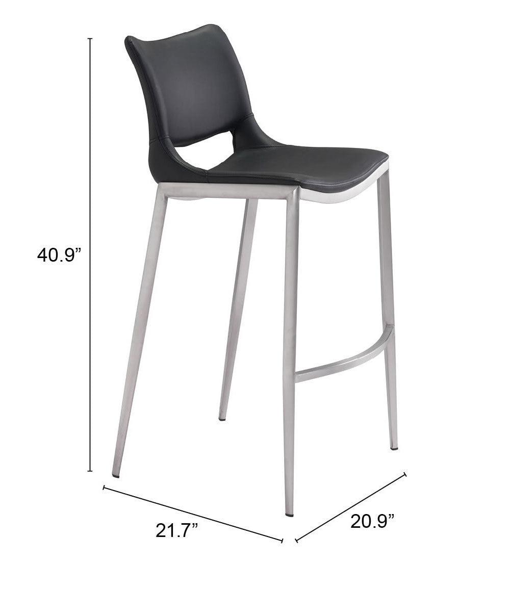 Ace Black & Silver Barstool (Set of 2) - Ornate Home