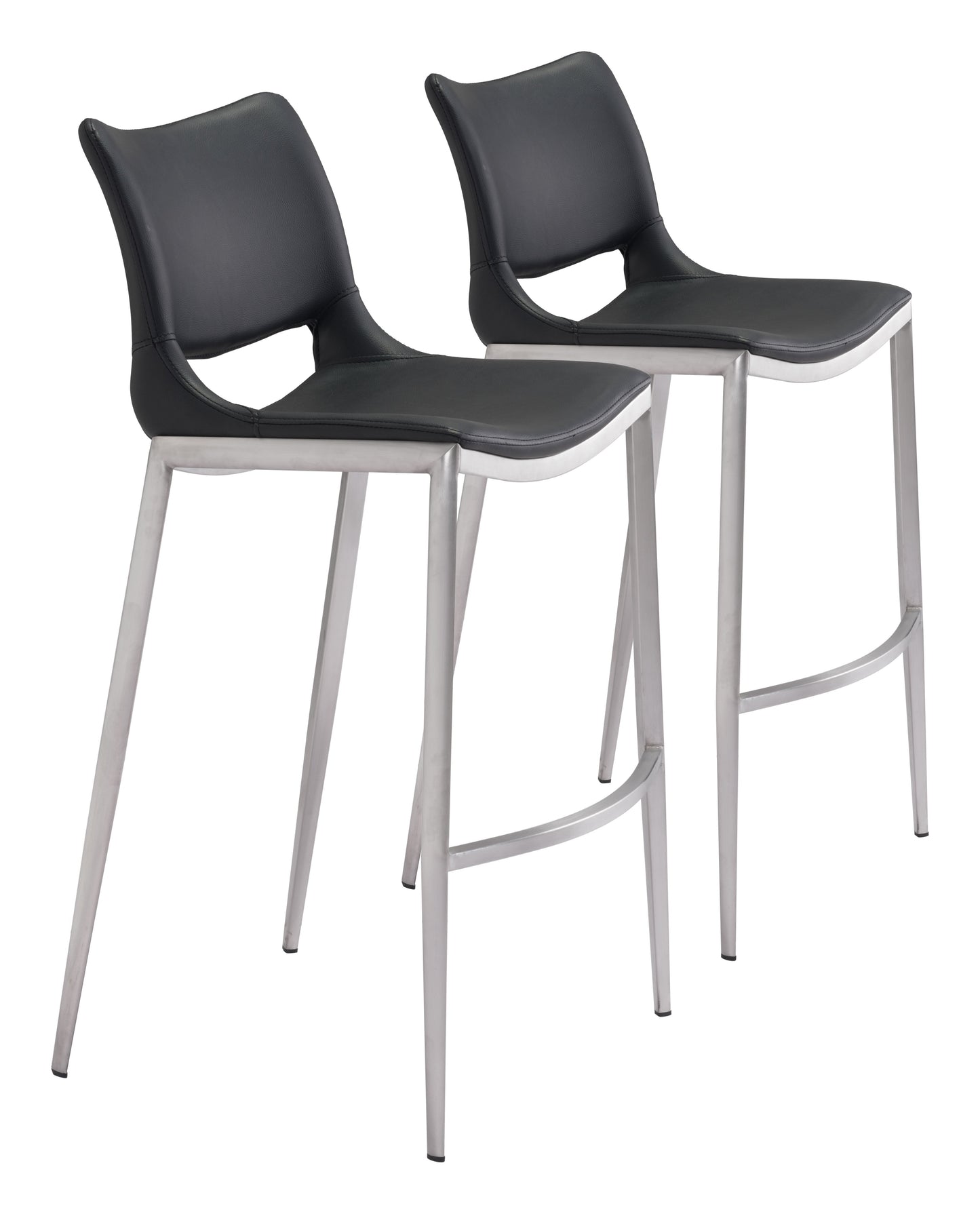 Ace Black & Silver Barstool (Set of 2) - Ornate Home
