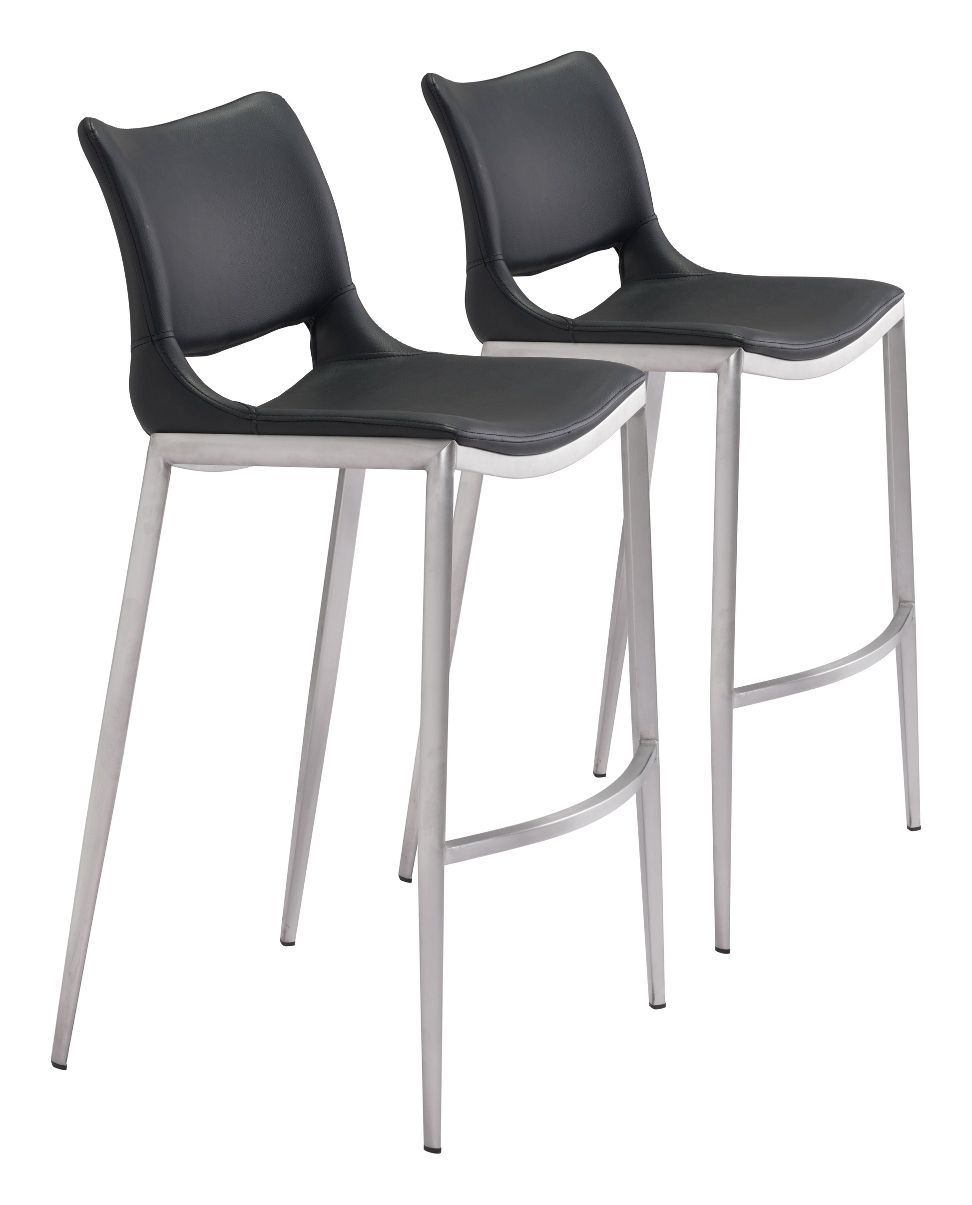 Ace Black & Silver Barstool (Set of 2) - Ornate Home