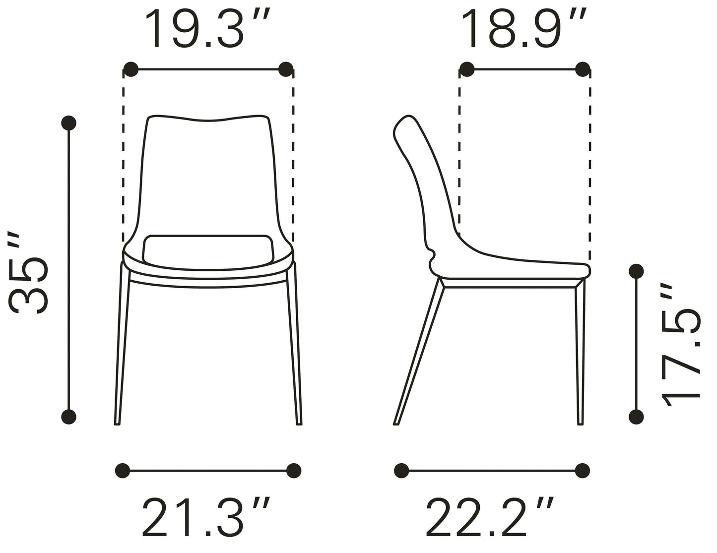 Ace Black & Silver Dining Chair (Set of 2) - Ornate Home