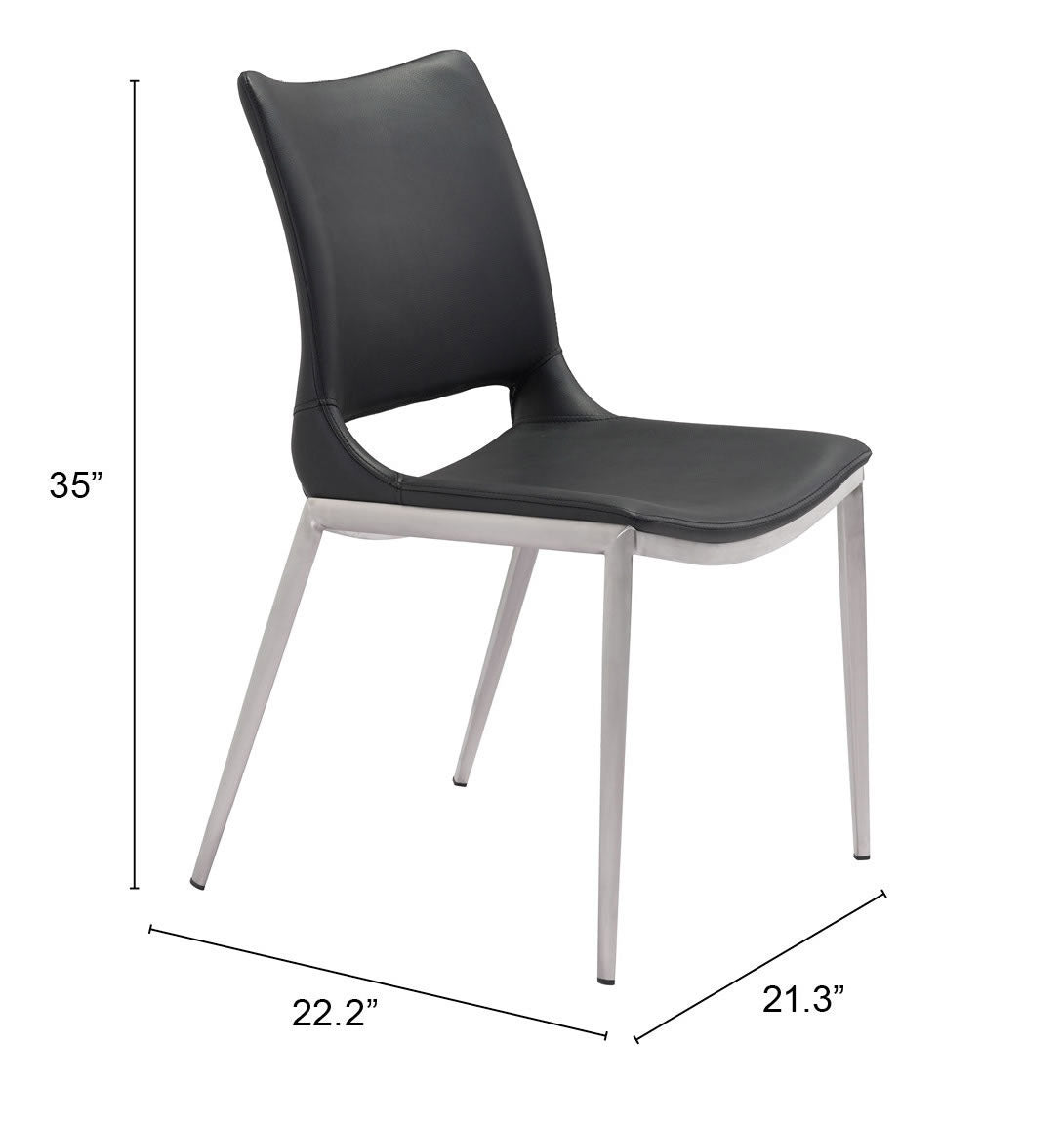 Ace Black & Silver Dining Chair (Set of 2) - Ornate Home