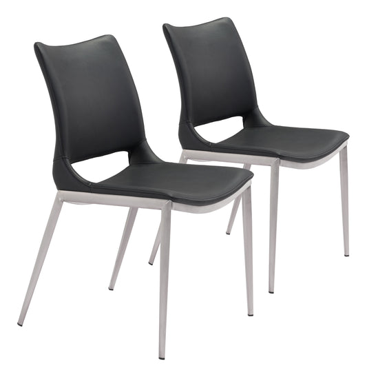 Ace Black & Silver Dining Chair (Set of 2) - Ornate Home