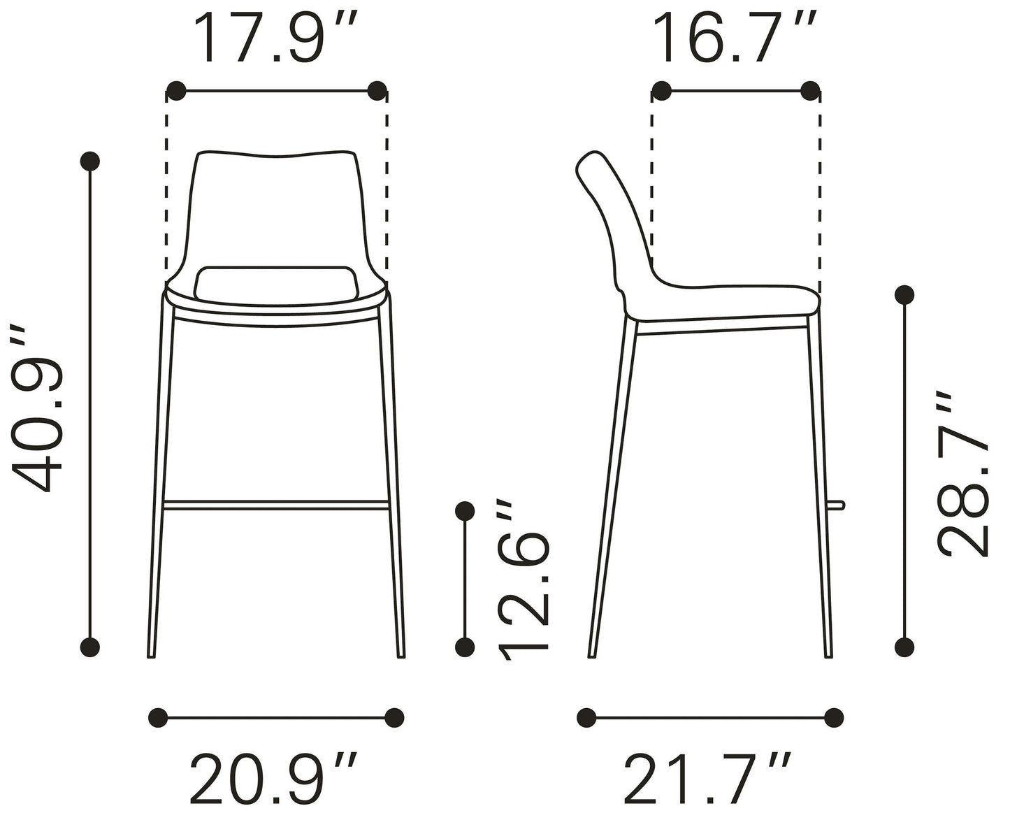 Ace Brown & Walnut Barstool (Set of 2) - Ornate Home
