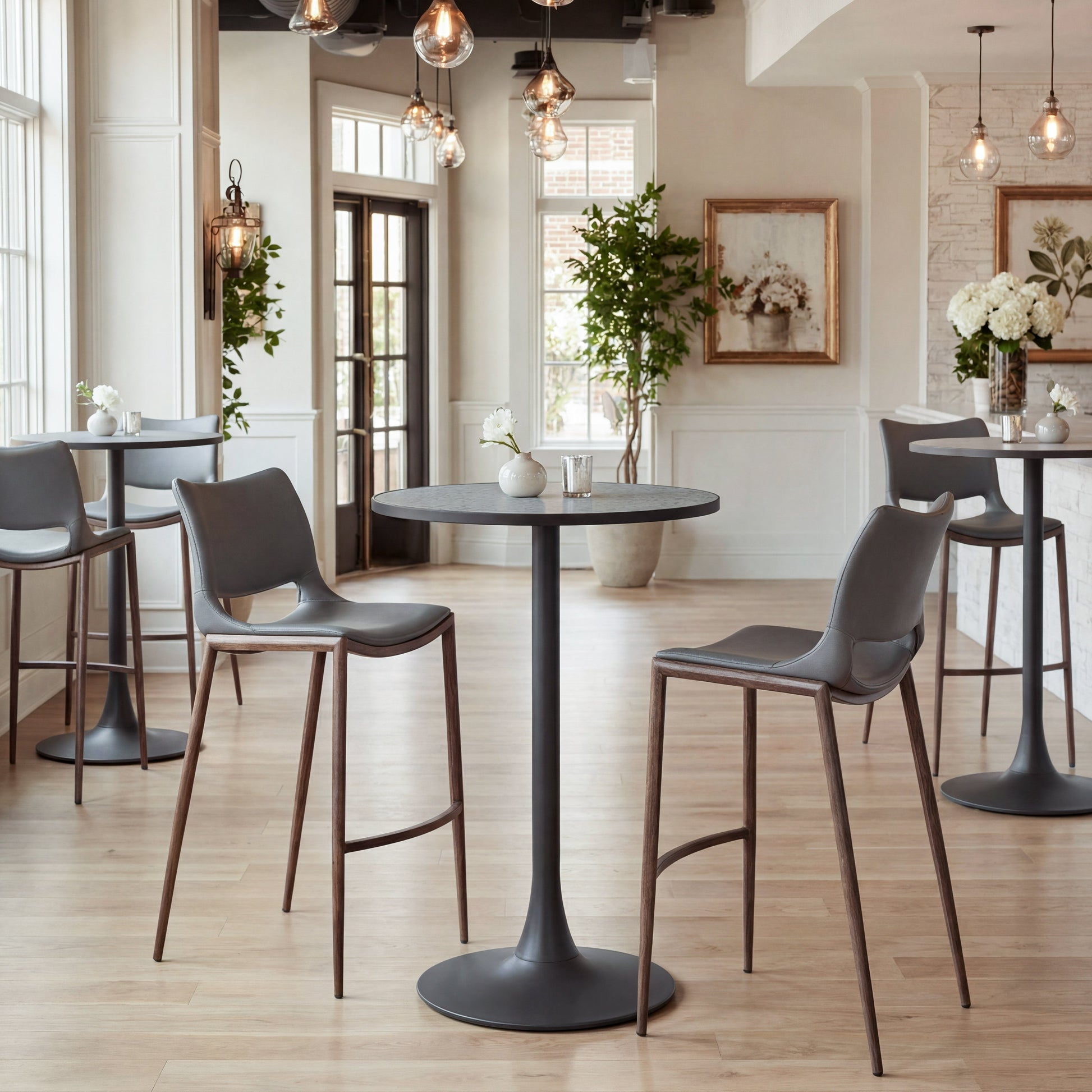 Ace Dark Gray & Walnut Barstool (Set of 2) - Ornate Home