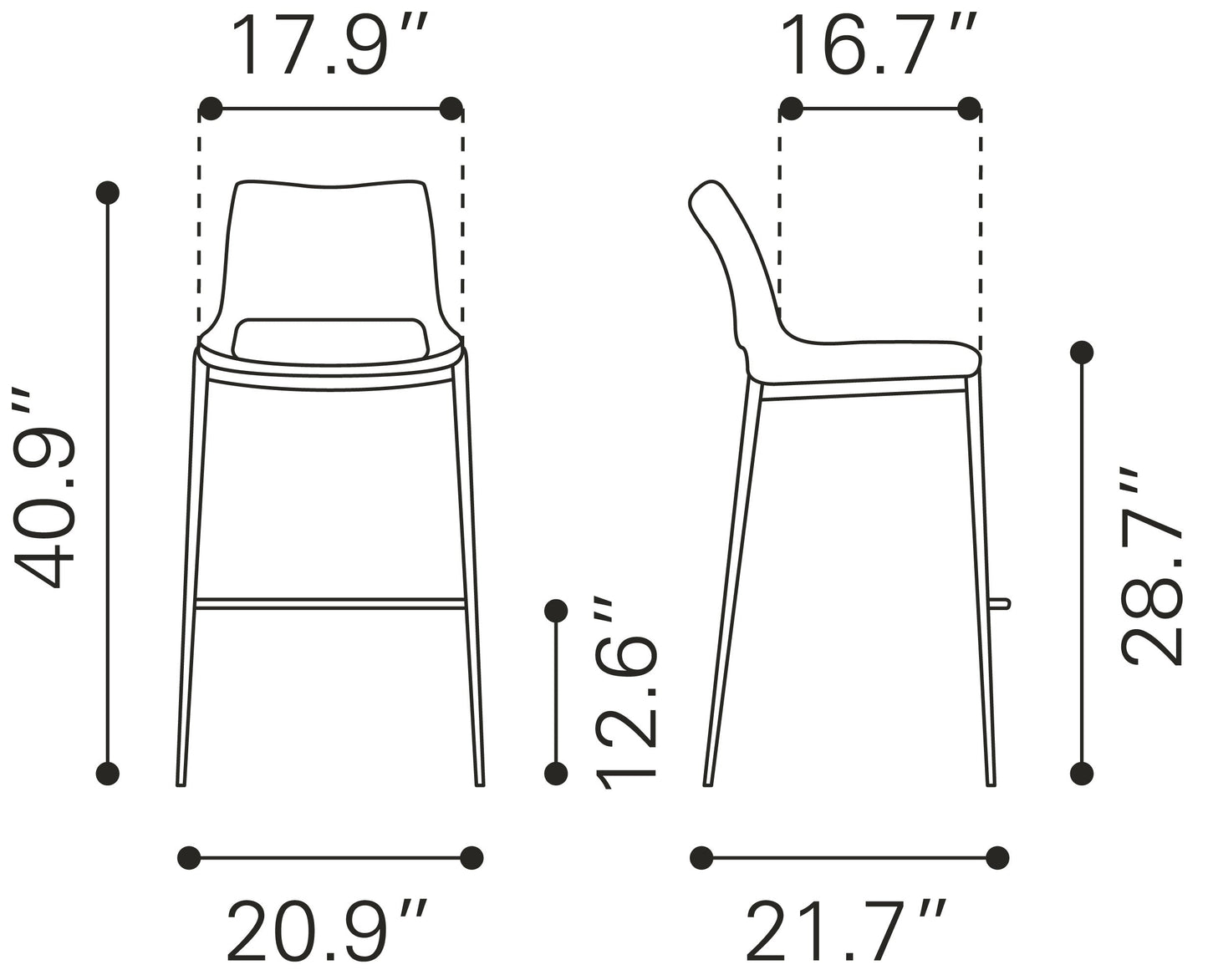 Ace Dark Gray & Walnut Barstool (Set of 2) - Ornate Home