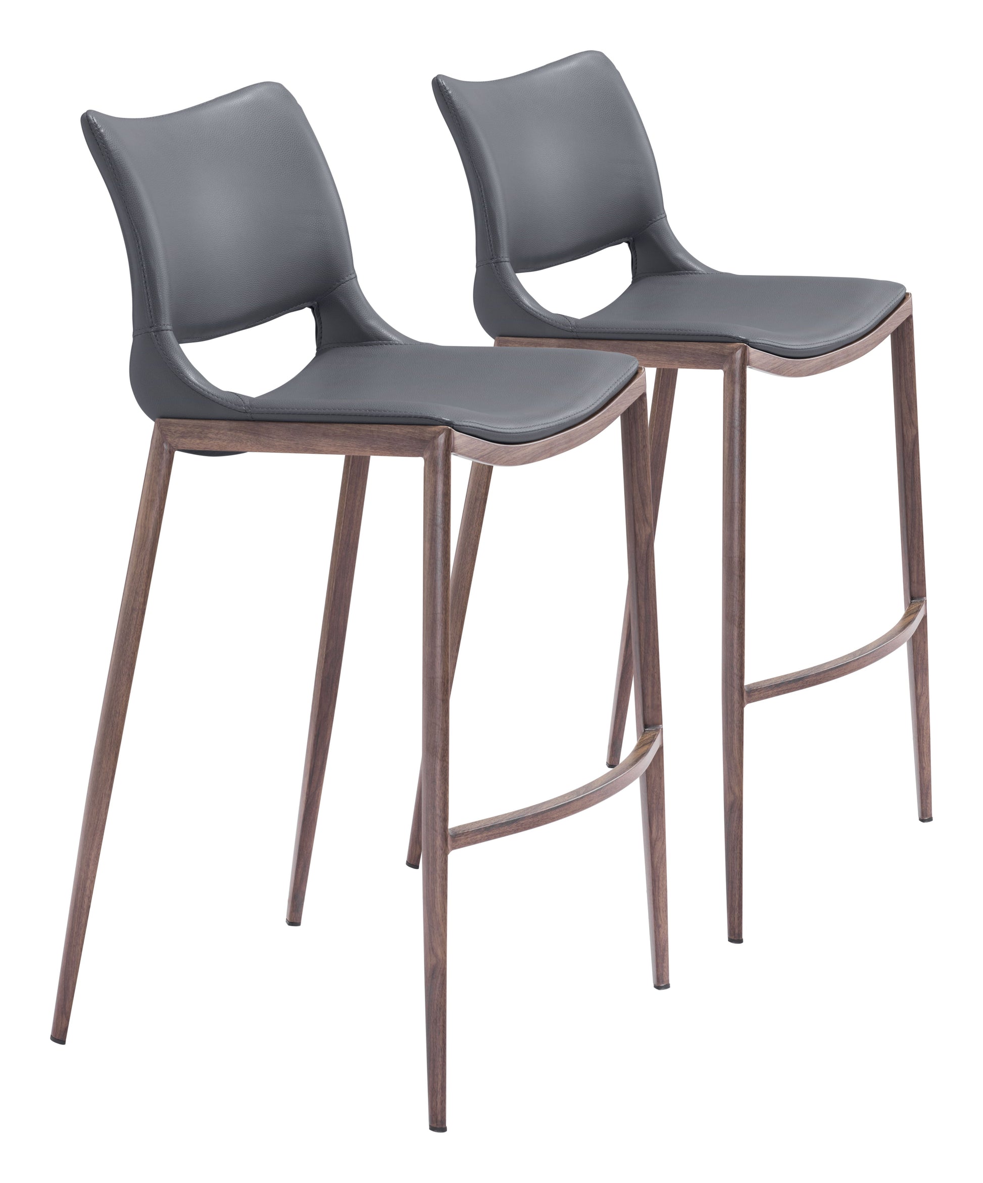 Ace Dark Gray & Walnut Barstool (Set of 2) - Ornate Home