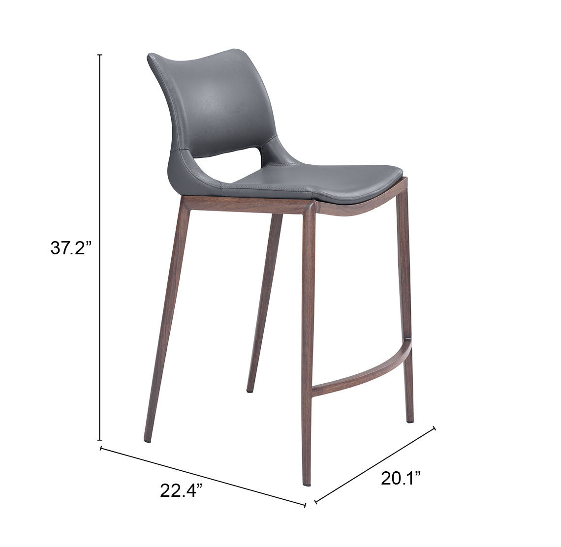 Ace Dark Gray & Walnut Counter Stool (Set of 2) - Ornate Home