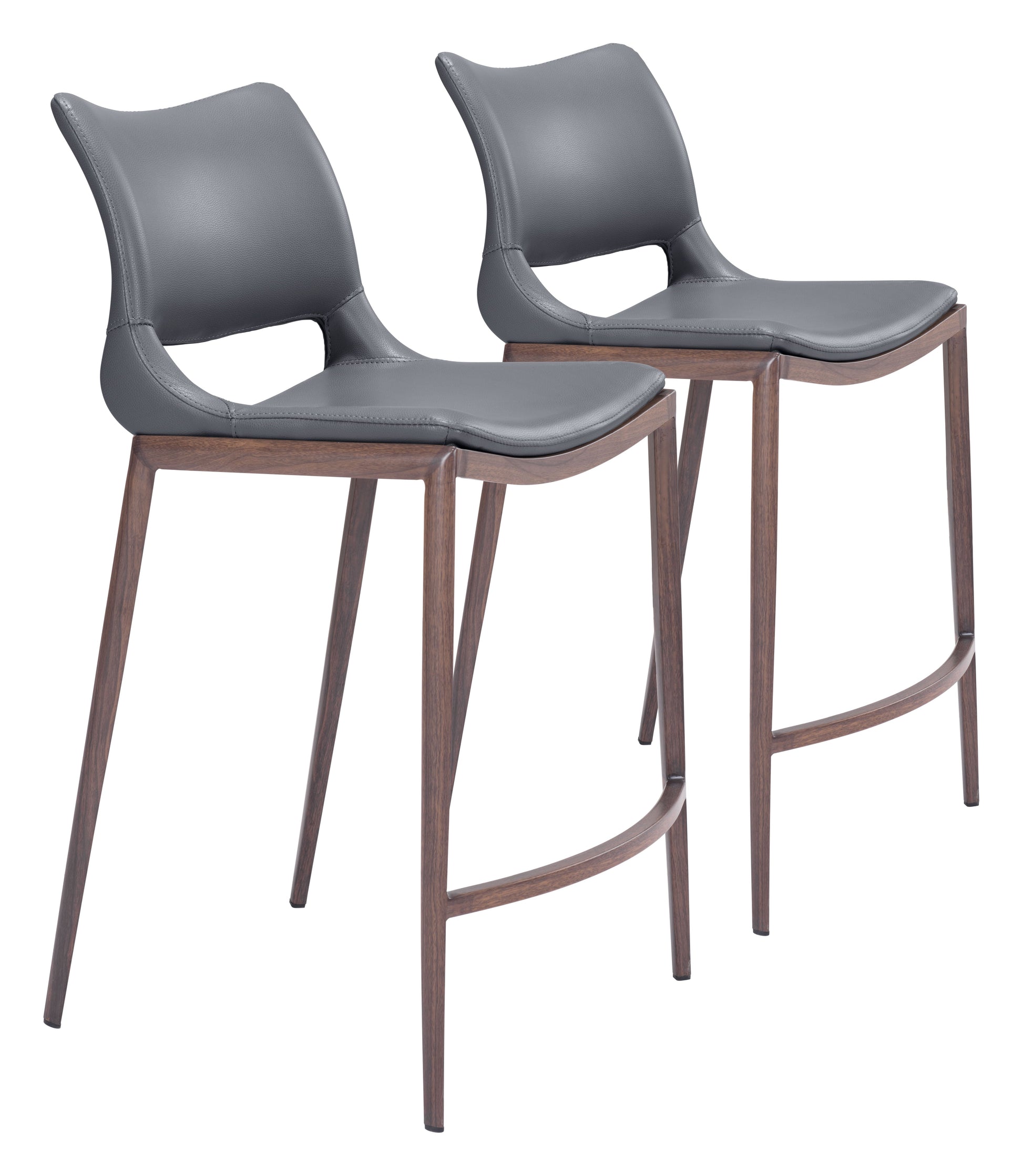 Ace Dark Gray & Walnut Counter Stool (Set of 2) - Ornate Home