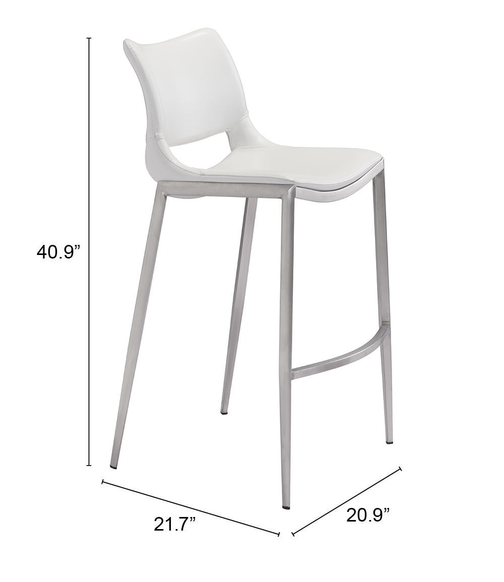 Ace White & Silver Barstool (Set of 2) - Ornate Home