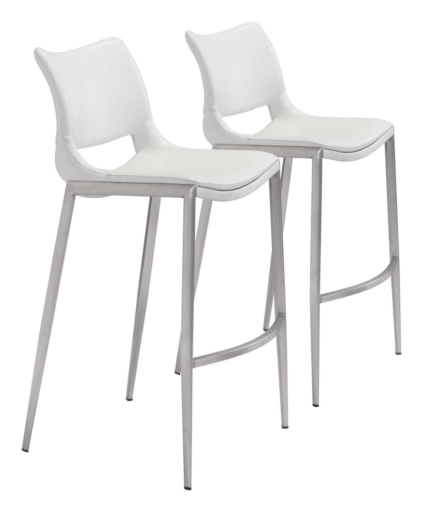 Ace White & Silver Barstool (Set of 2) - Ornate Home