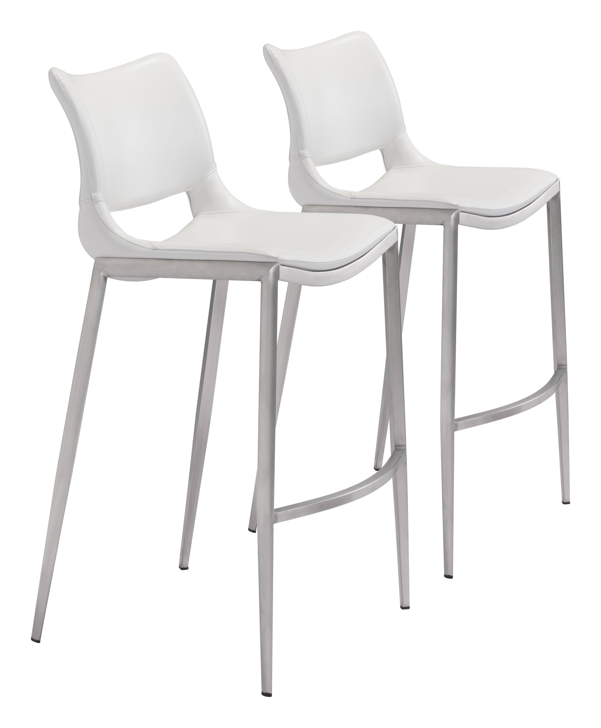 Ace White & Silver Barstool (Set of 2) - Ornate Home
