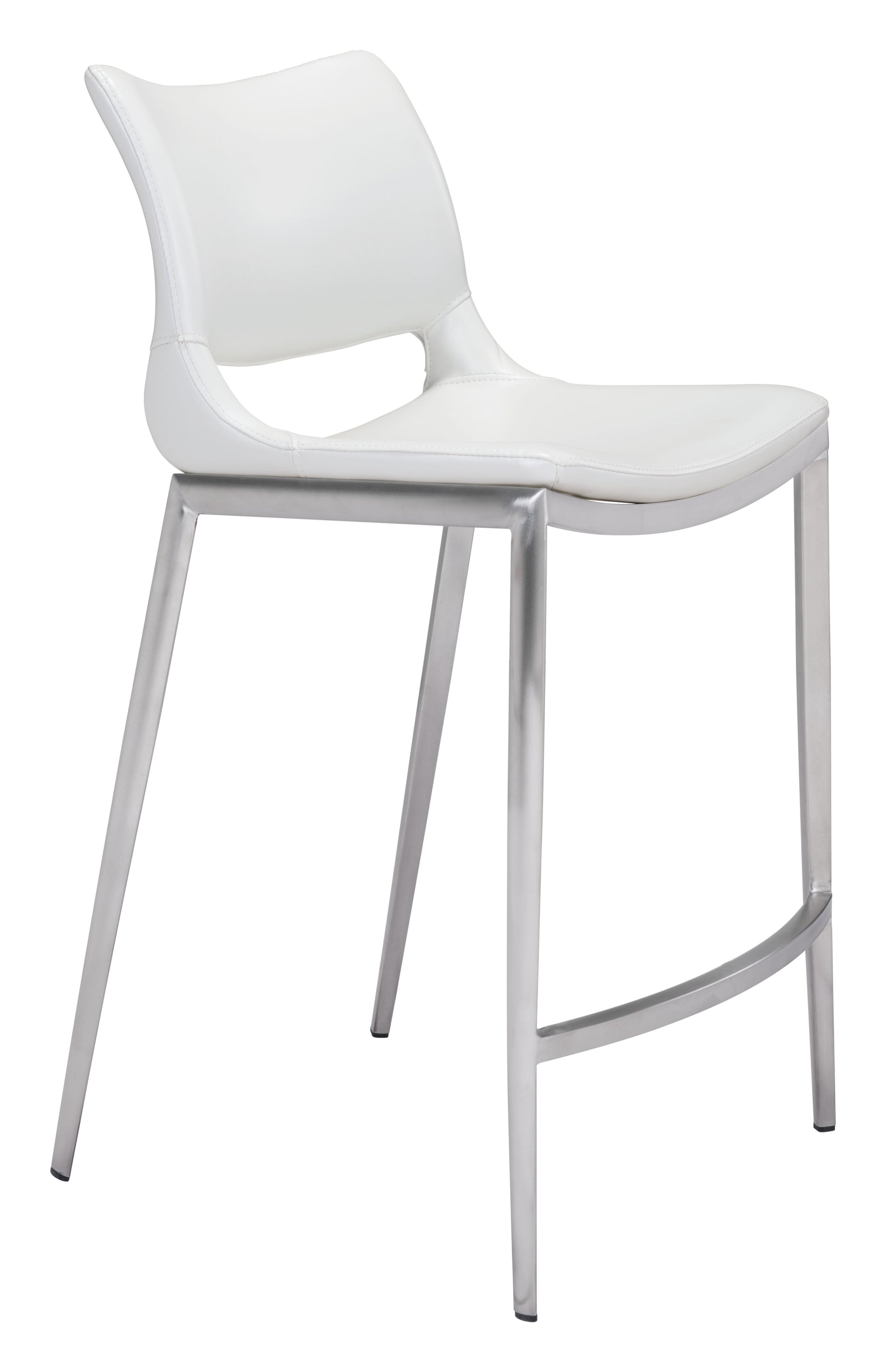 Ace White & Silver Counter Stool (Set of 2) - Ornate Home