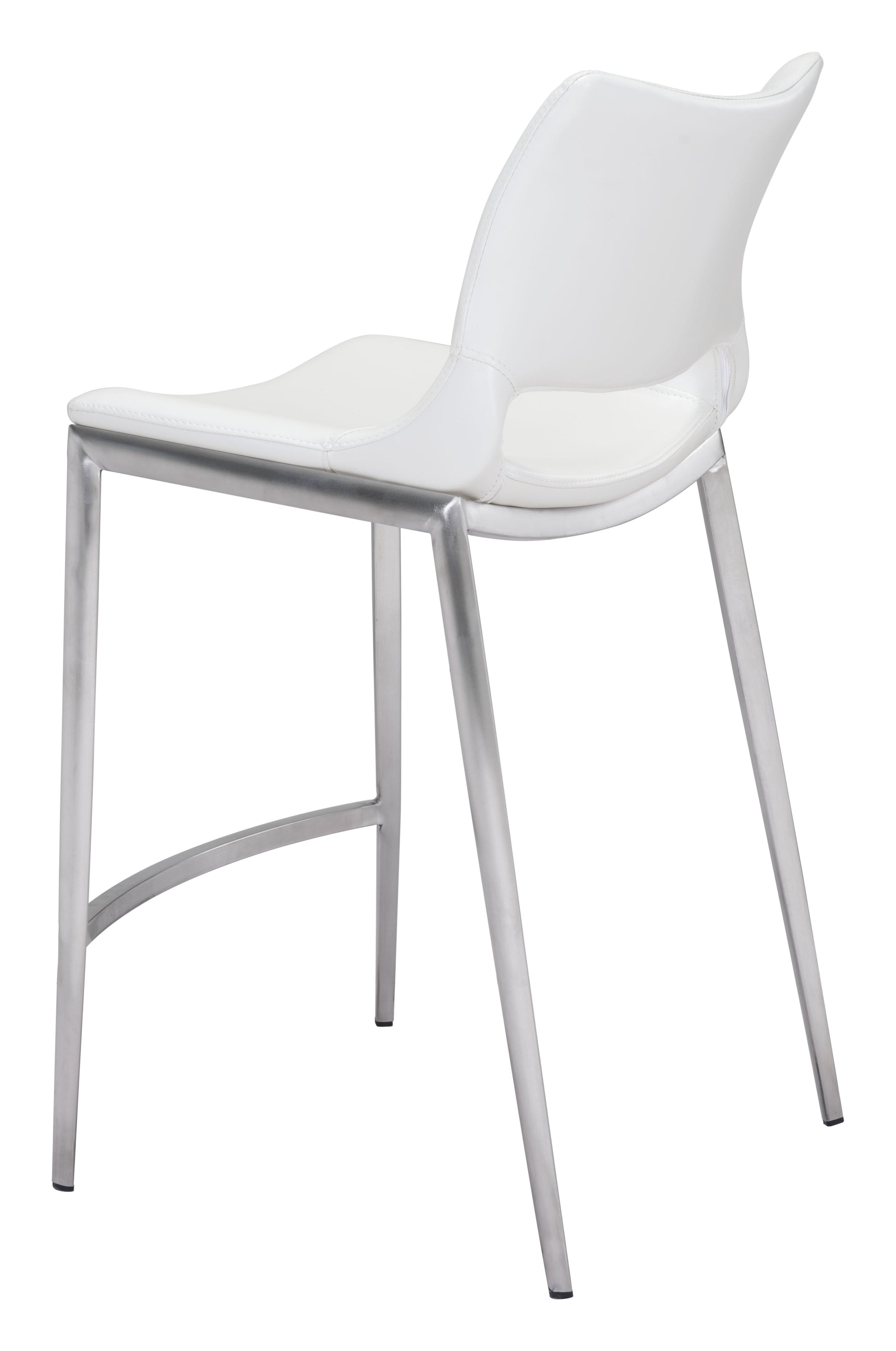 Ace White & Silver Counter Stool (Set of 2) - Ornate Home