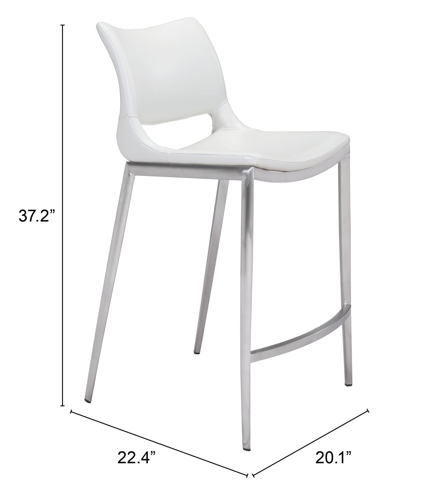 Ace White & Silver Counter Stool (Set of 2) - Ornate Home