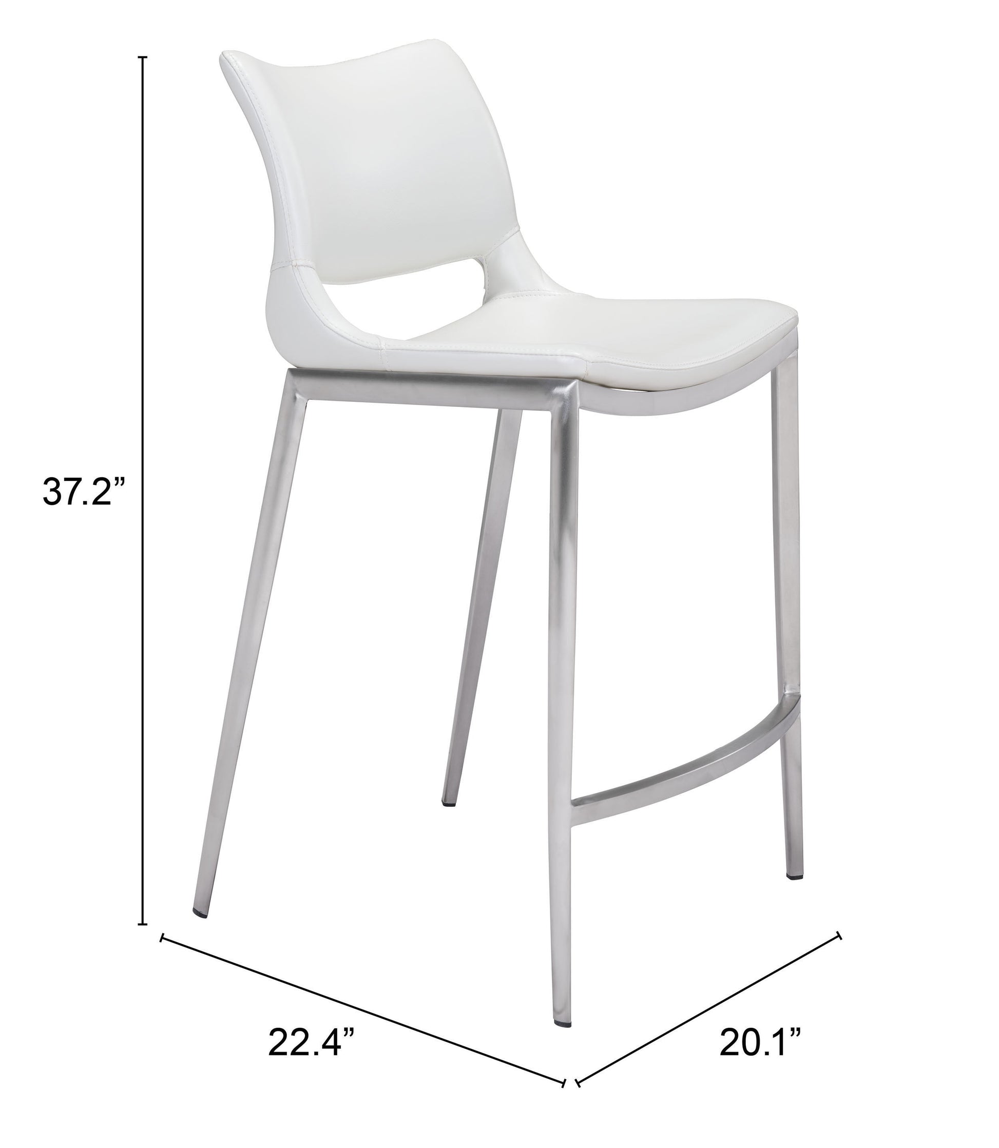 Ace White & Silver Counter Stool (Set of 2) - Ornate Home