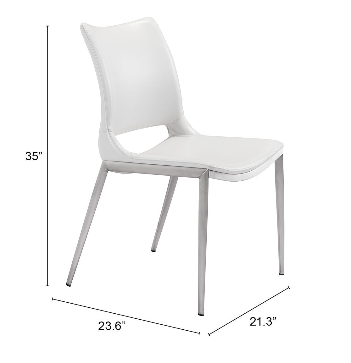 Ace White & Silver Dining Chair (Set of 2) - Ornate Home