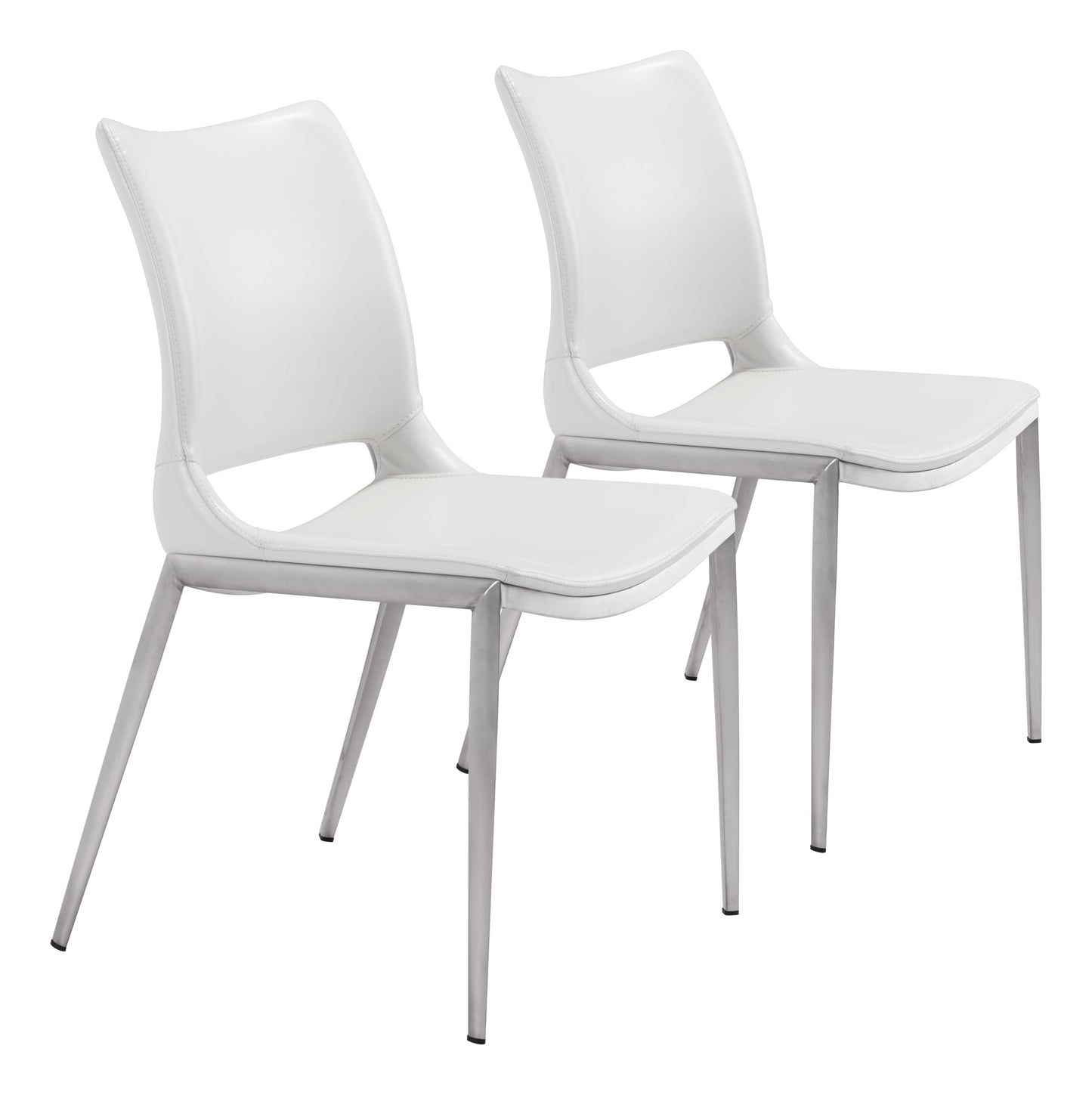 Ace White & Silver Dining Chair (Set of 2) - Ornate Home